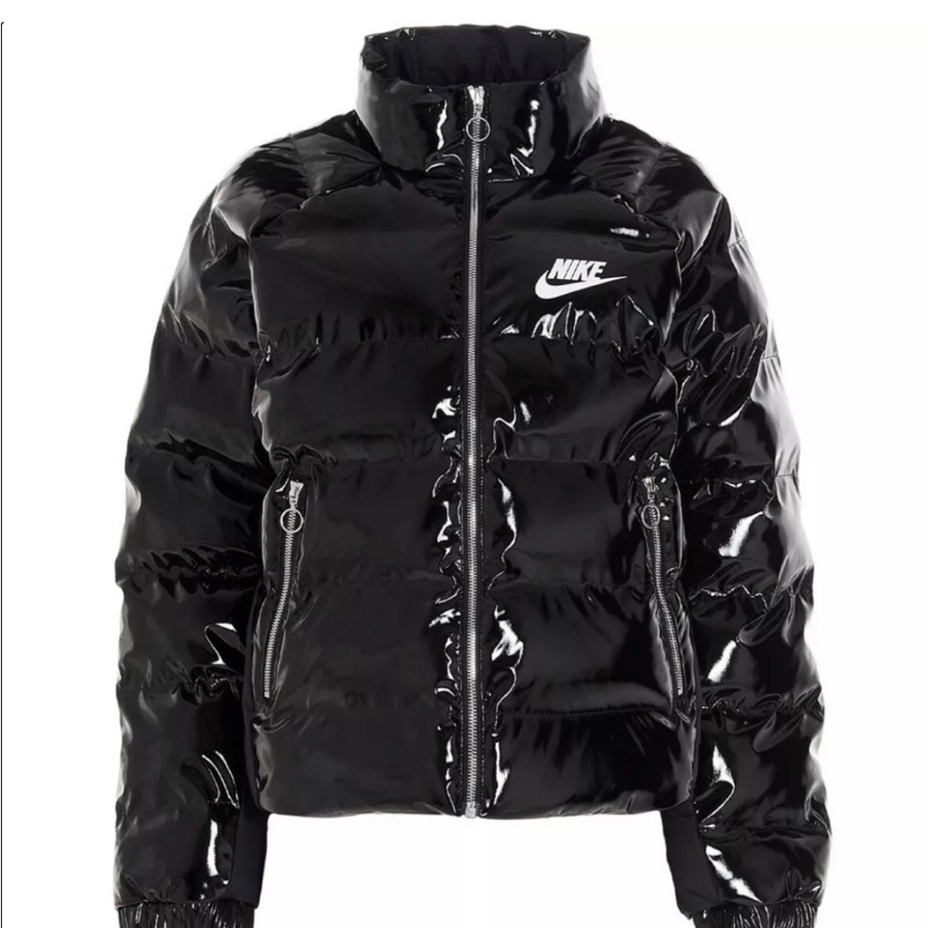 Nike Nsw Icon Clash Synthetic-Fill Shiny Black Jacket Puffer
